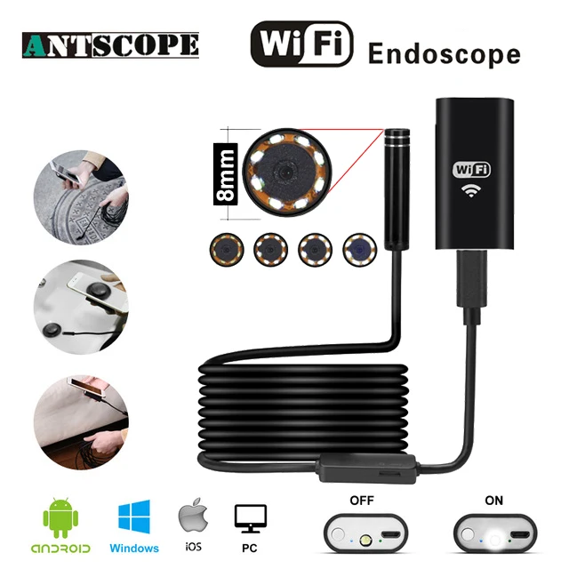 

Antscope Wifi 8mm Endoscope Waterproof Soft Hard Cable 1/2/3.5/5/7/10M Android HD 720P iOS Iphone Camera Inspection Endoscopio19