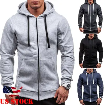 

2019 New Men Warm Casual Hoodies Male Zipper Fashion Sweatshirts Size XS- 4XL Men Sport Slim Fit Hoodie Hot Sale