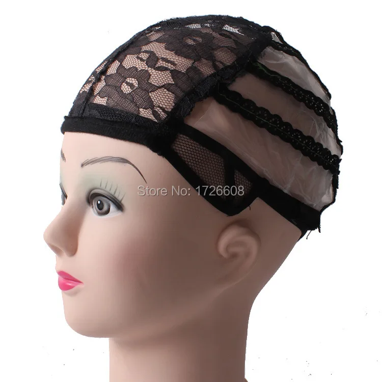 Hair black nets wig caps for making wigs adjustable straps back swiss