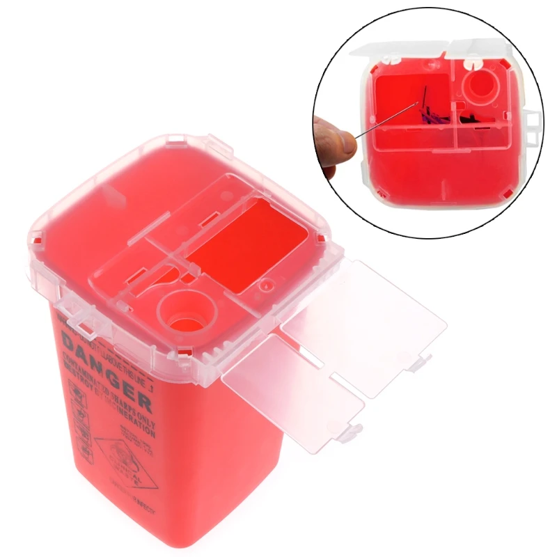 

1pc 1L Tattoo Medical Red Plastic Sharps Containers Tattoo Artists Tattoo Sharps Needle Disposal Tools