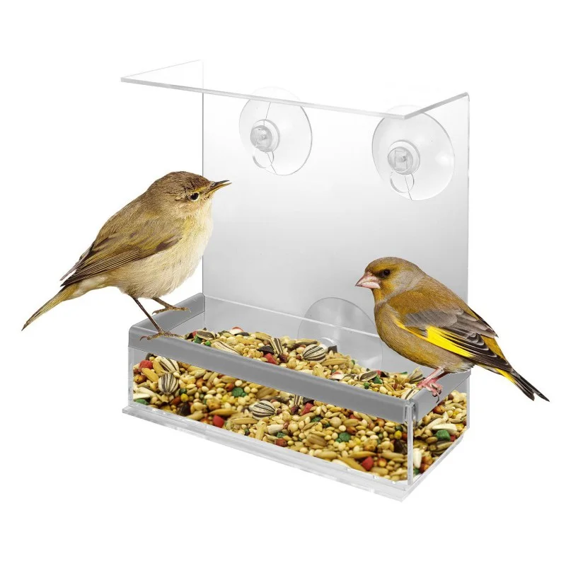 

Creative Pet Bird Feeder Window Clear Squirrel Proof Bird Feeders Birdhouse Window Transparent Squirrel Plastic 2 Styles