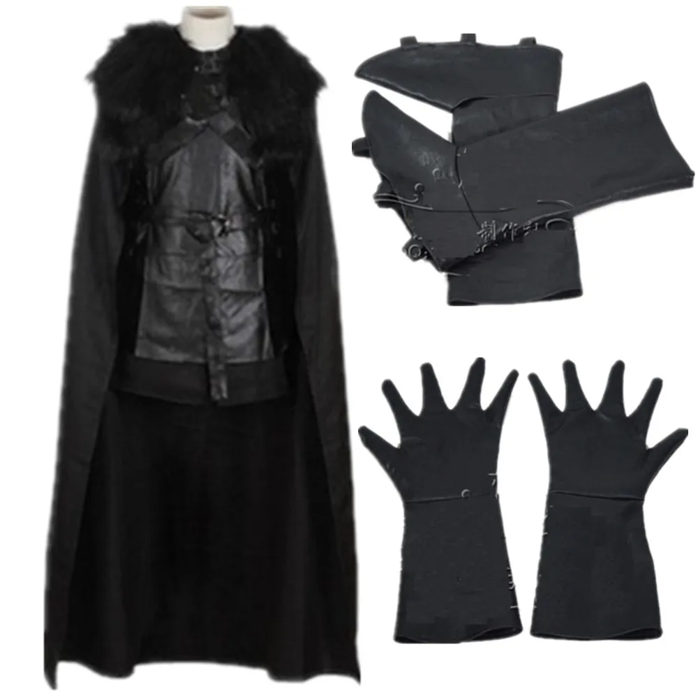 Игра престолов костюм Джон Сноу костюм наряд с пальто Хэллоуин Костюмы Ault Для мужчин Косплэй костюм, полный набор вечерние платья