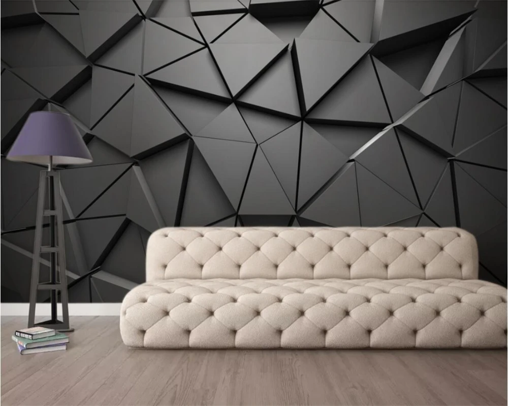 3d фотообои абстрактные серые треугольники настенные обои beibehang | Обустройство