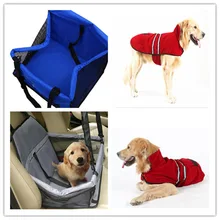 blue-Pet Dog Waterproof Car Seat Portable Puppy Bag with Clip-on Safety Leash and Zipper Storage Pocket Car Travel Accessories