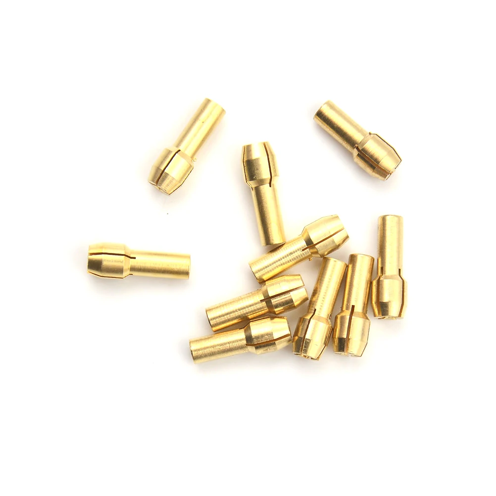 

10pcs/Set Dia 0.5-3.2mm 4.3mm Shank Small Electric Drill Bit Collet Micro Twist Drill Chuck Set Golden