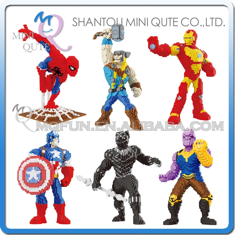 

SJ movie avengers black panther Spiderman thor Captain America Iron Man super hero building block action figures educational toy