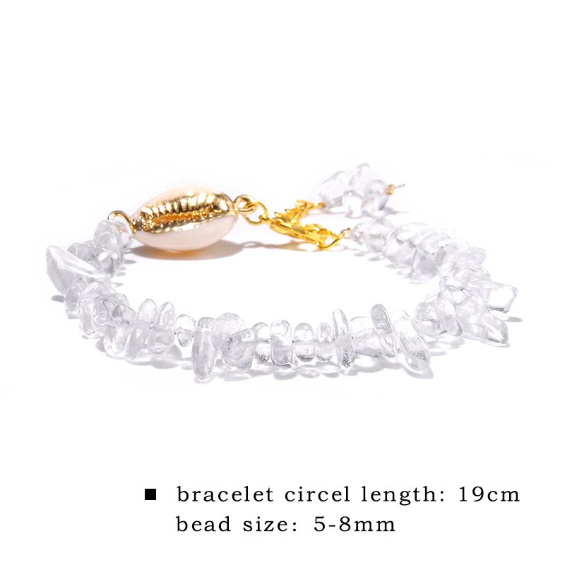 Cowrie Shell Bracelet Natural Stone Chips Crystal Seashell Hand Chain Bracelet for Women Femme Beach Jewelry Bohemian