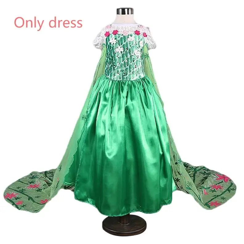 Платье Эльзы для девочек; костюм принцессы Анны; вечерние платья для костюмированной вечеринки на Хэллоуин; нарядная Рождественская Одежда для маленьких девочек; elza vestidos с короной - Цвет: Only Dress