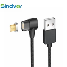 Sindvor Магнитный Кабель зарядного устройства микро-usb 90 градусов для Xiaomi Android мобильный телефон Быстрая зарядка l-образный магнит Microusb шнур для передачи данных