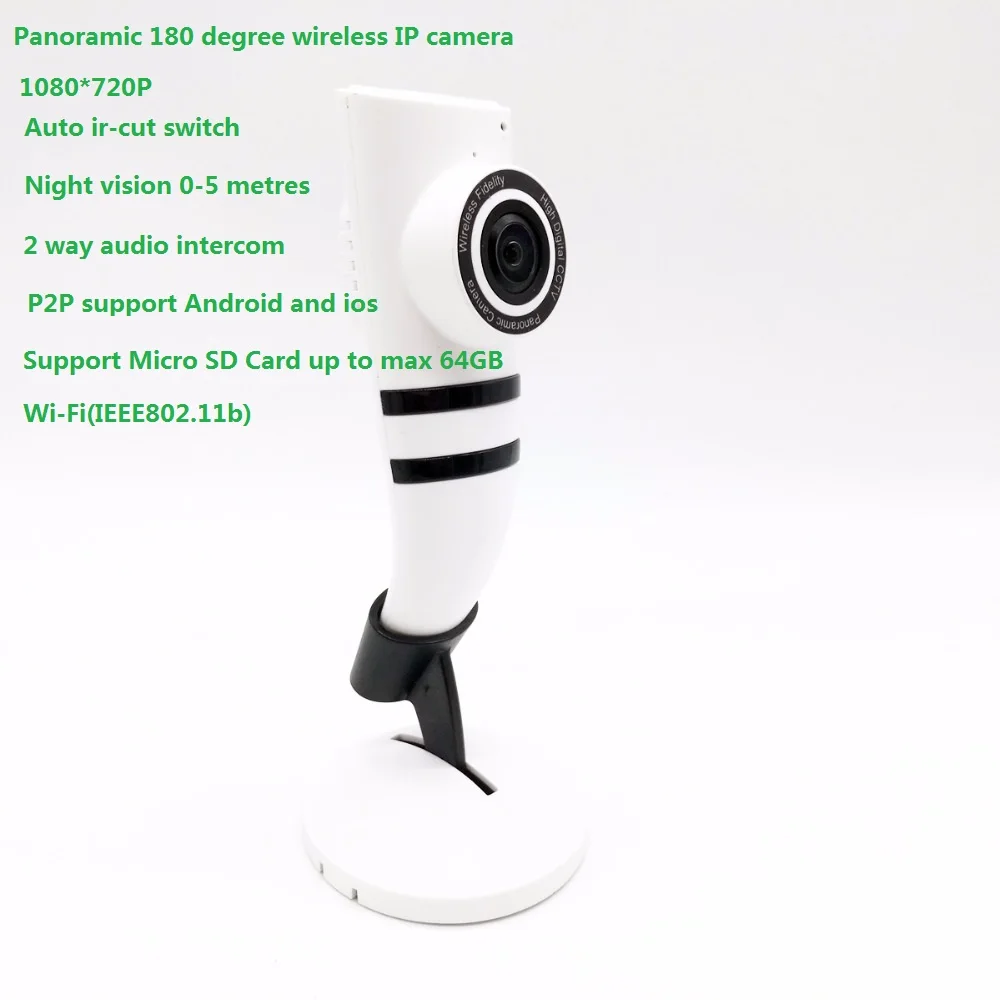 

New 720P Wifi IP Camera Panoramic 180 Degree View Night Vision Mini Wireless Baby Monitor 1.0MP CCTV Smart Camera Security