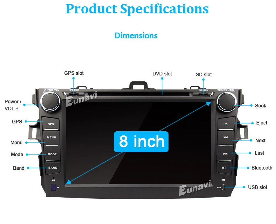 Excellent Octa core 2 din Android 8.1 car dvd radio player stereo gps for Toyota Corolla 2007 2008 2009 2010 2011 2G RAM capacitive screen 24