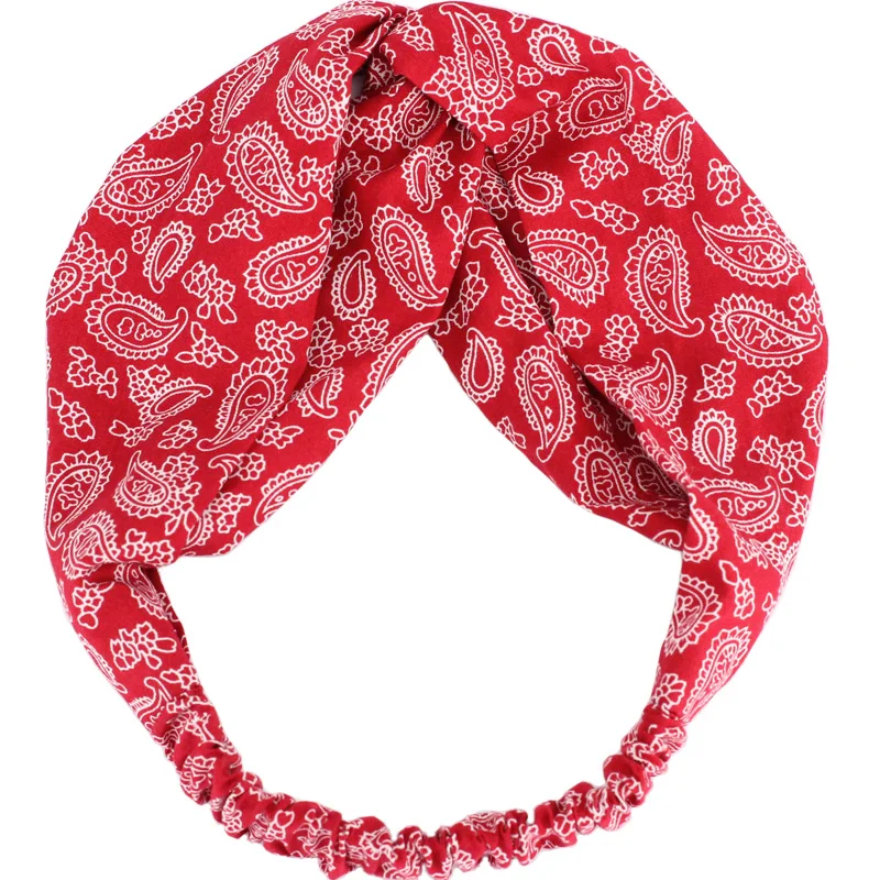 

Hippie Twisted Headband Wide Nuts Print Cotton Turban Wrap Sports Headpieces 12pcs/lot