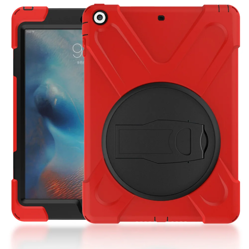 

Heavy Duty For iPad 6 iPad Air 2 Shockproof Armor Case Silicon + PC Kickstand Funda For iPad Air 2 iPad 6 Cover Stand Anti-Drop