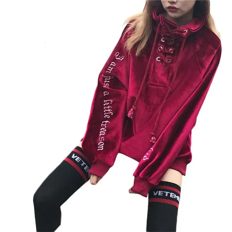 Корейский уличная Алфавит бархатный вышитый Топ Harajuku ветер свободный с высоким