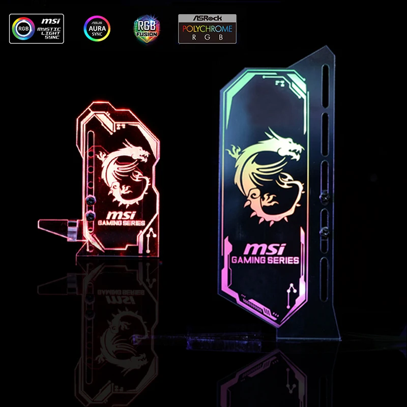 Koop Acryl GPU Beugel RGB Verlichte Grafische Kaart Chassis Geloof Lamp Verticale Aangepaste Ondersteuning ASUS AURA Multi Stijl