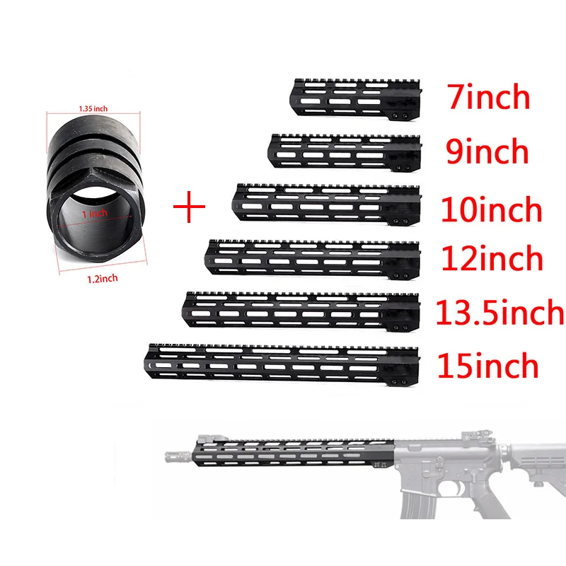 

Tactical hunting AR15 Free Float M-LOK Handguard 7" 9" 10" 12" 13.5"Picatinny Rail Slim Style Steel Barrel Nut for Scope Mount