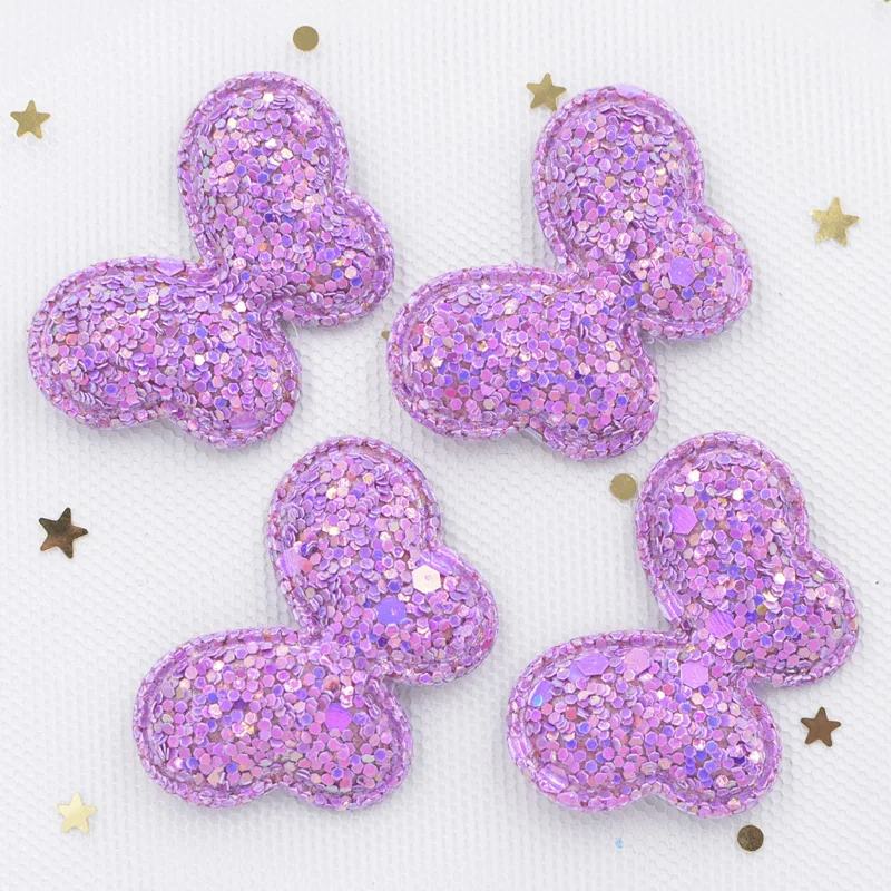 Блестящая ткань с пайетками мягкие патчи Милая бабочка аппликации для рукоделия одежды Швейные принадлежности "сделай сам" заколки для волос аксессуары F68 - Цвет: Purple-10Pcs