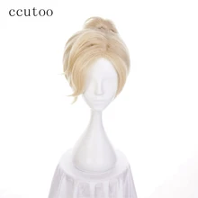 Ccutoo 30 см блонд микс короткий синтетический парик игра OW Overwatch Мерси косплей парик с одним конским хвостом