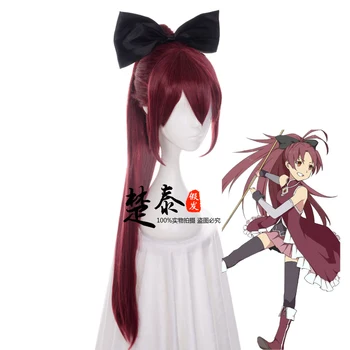

Tokyo Anime Puella Magi Madoka Magica women Sakura Kyouko cosplay wig Sakura Kyoko dark red long hair ponytail wig costumes