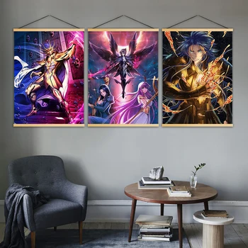 

Wall Art Print Canvas Modern Saint Seiya The Hades Chapter Solid Wood Hanging Scrolls Painting Poster Nordic Style Home Decor