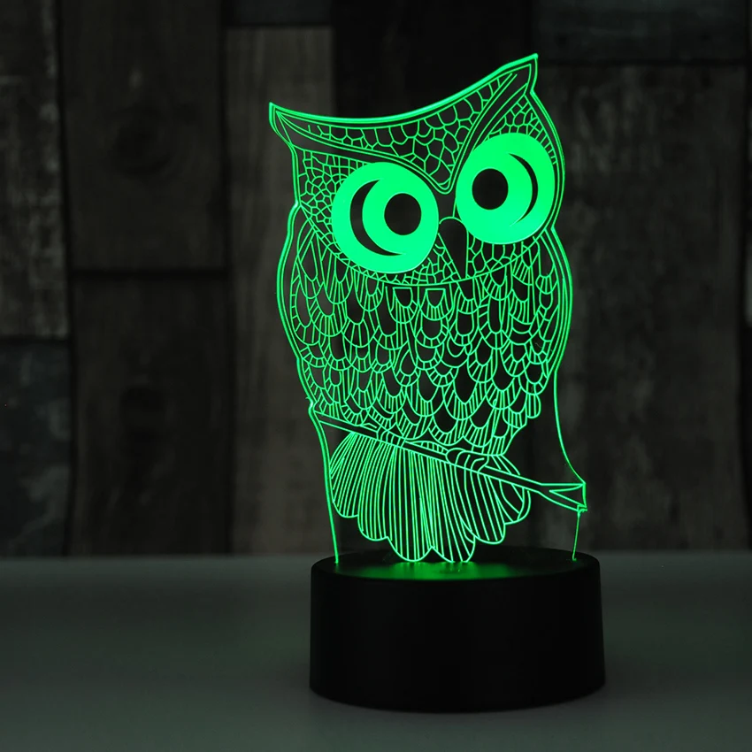 Kawaii животное сова 3D ночник 7 цветов Изменение светодиодный настольная лампа