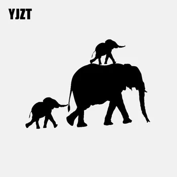 

YJZT 15.4CM*11.2CM Vinyl Decal Elephant Family Animal Decor Car Stickers Black/Silver C3-2117