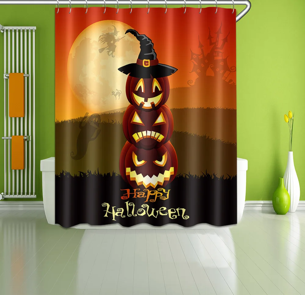 72 ''Happy Halloween стека тыква лампы носить шляпу Ванная комната Водонепроницаемый ткань душ Шторы полиэстер 12 Крючки Ванна набор аксессуаров