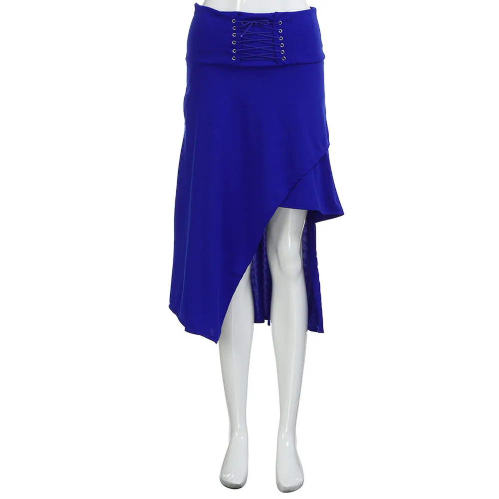 Женская повязка с ремешками на шнуровке на молнии с высокой талией длинная Асимметричная готическая юбка