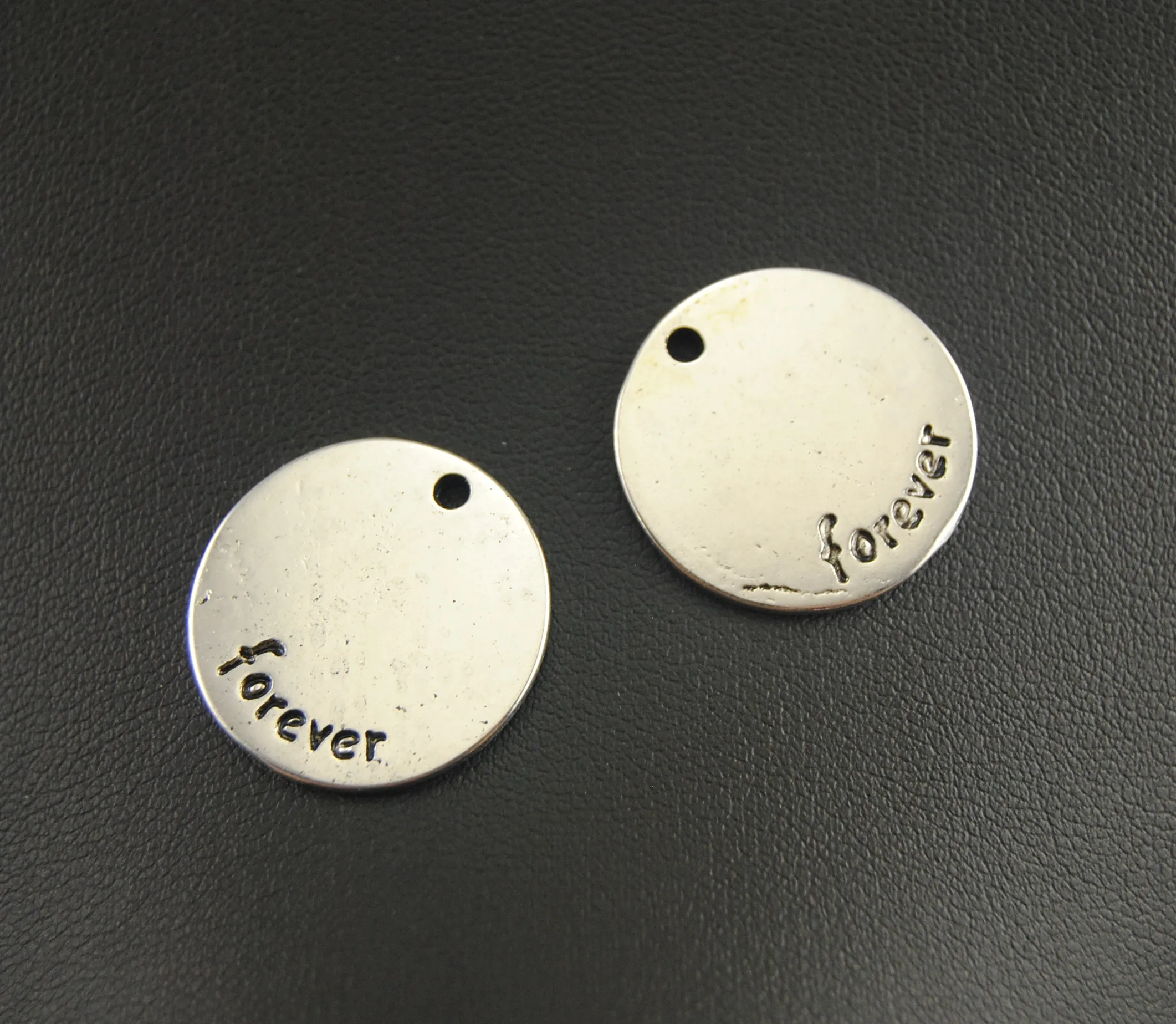 5 Pcs Antique Silver Round Forever Charms Jewelry Making DIY Handmade