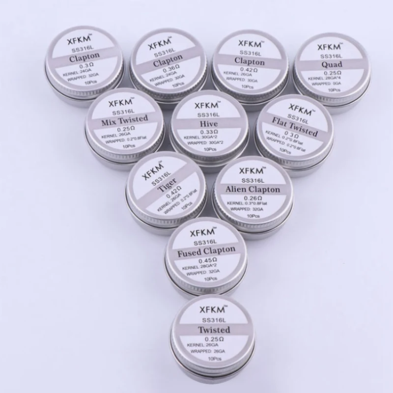 

XFKM 10pcs SS316L Alien Tiger Fused Clapton HIVE Prebuilt Coil For RDA RTA Atomizer Electronic Cigarette Accessories