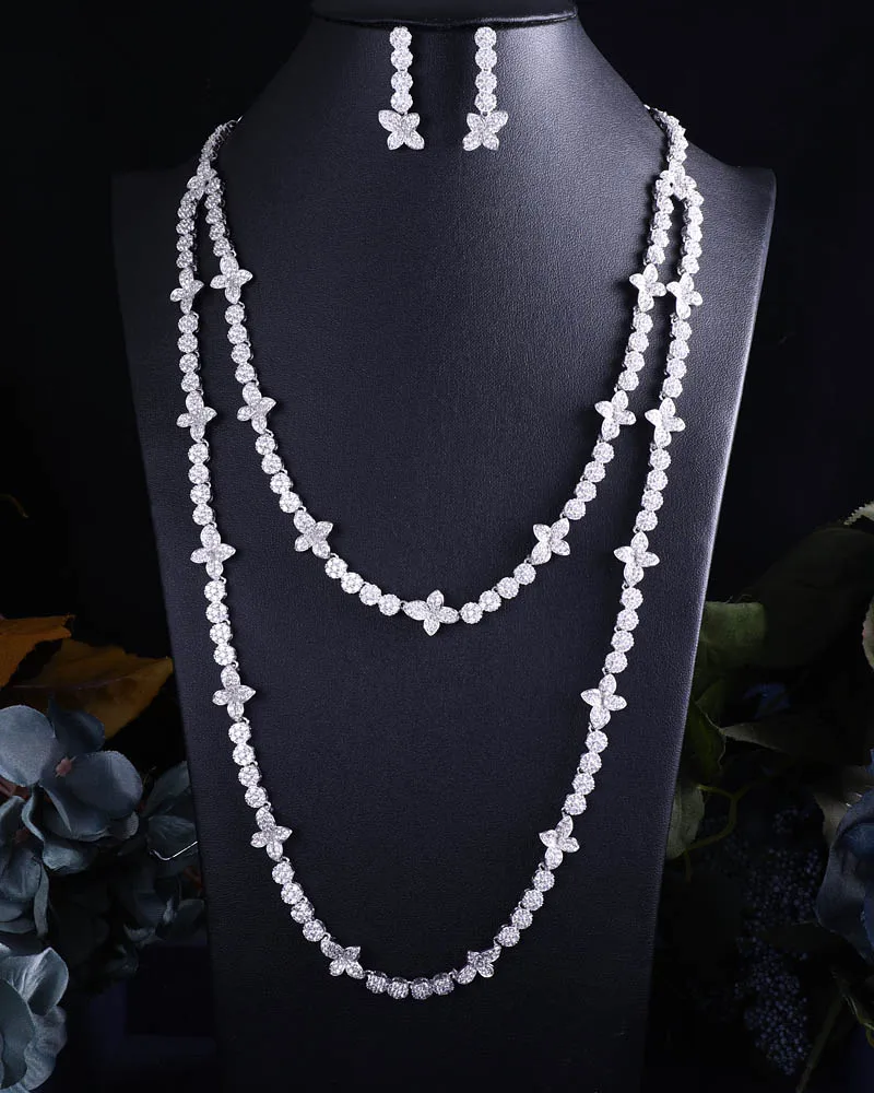 

jankelly Exclusive Long Chain Cubic Zirconia Wedding Bridal Dubai Jewelry Sets for Woman Gold Luxury Jewelry Set