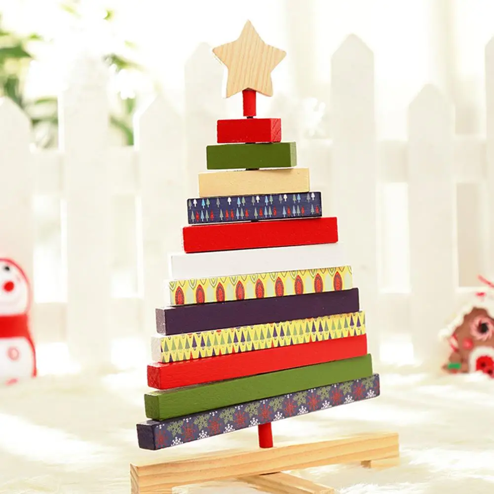 

Christmas Tree Pendants Xmas Tree Mini Rotating Wooden Desktop Ornaments Decorations Creative Christmas Home Decor Gifts