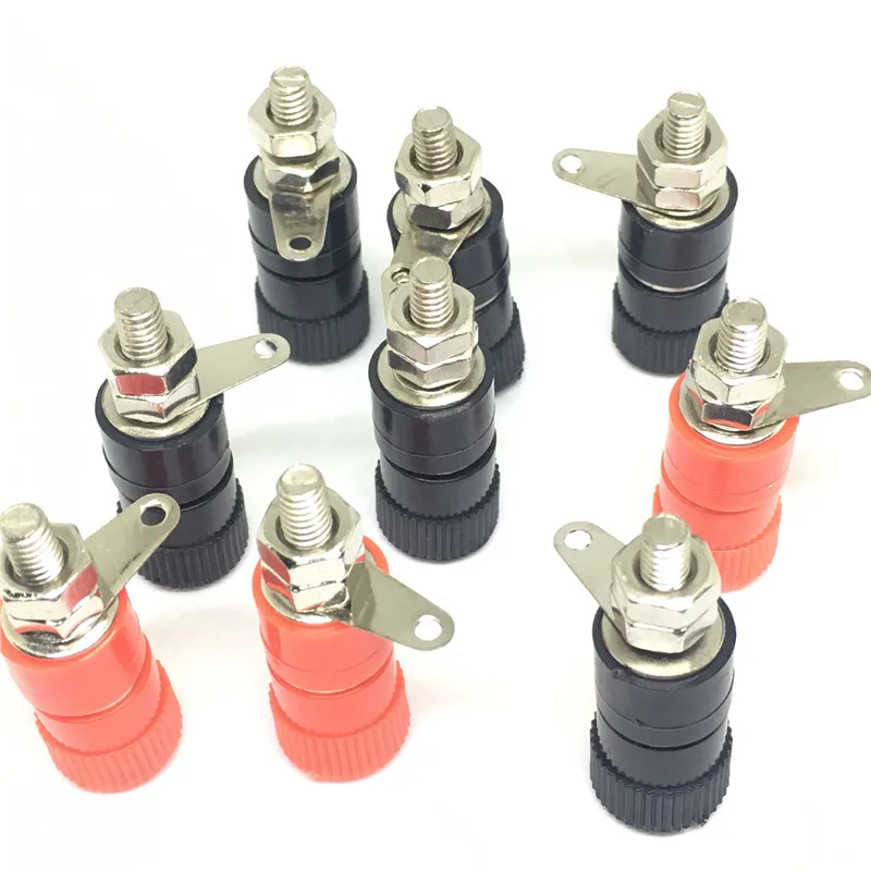 

10PCS Terminal Blocks JS-910B JS-919 4mm Amplifier Terminal Connector Binding Post Banana Plug Jack Mount 5pcs Black + 5pcs red