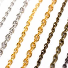 5 м/лот 2,5/3,5/4,5 мм Цепочки и ожерелья цепи родиево-серебро/золото KC/угольно-черный/античная бронза Цвет цепочка с плоским плетением для бижутерии, материал для рукоделия