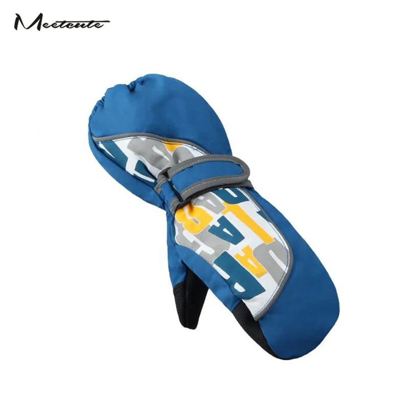 Meetcute/Новые Лыжные детские перчатки, детские зимние водонепроницаемые рукавицы для мальчиков и девочек, хлопковые, синие, красные, ветрозащитные