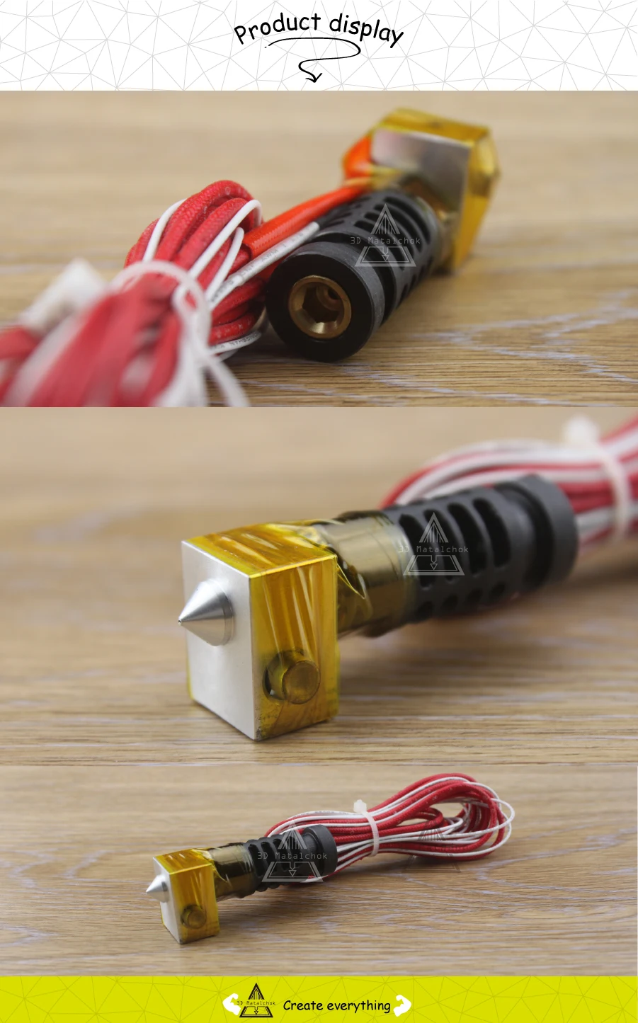 motor printer Reprap 3d printer peek J-head Hotend extruder nozzle hot end kit 0.3mm,0.4mm,0.5mm 1.75mm/3mm filament Extruder  i3 Mendel all printheads