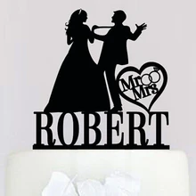 Акриловые сердца Свадебный Торт Топперы MR-MRS Смешные Пары на заказ Жених невесты имя и дата прием гостей в доме невесты украшения
