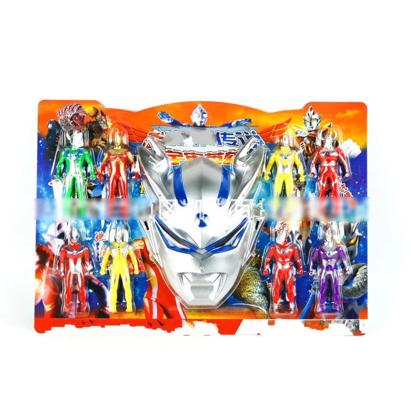 

12 Pcs/set of Super hero Ultraman Mask and Monster PVC Doll set Model Action Figure Children Toy