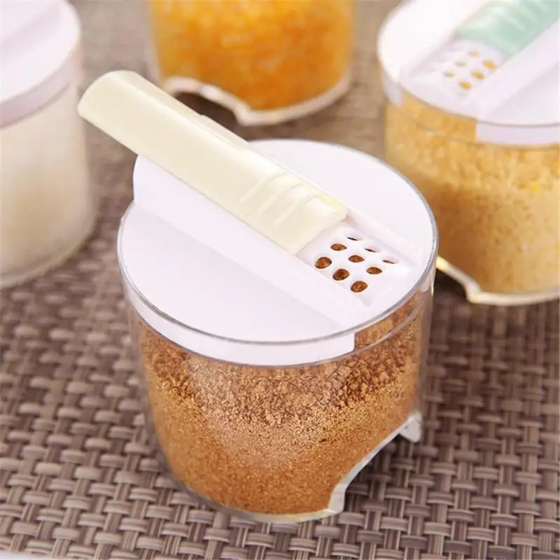 

5pcs/Set Creative Transparent Spice Jar Pepper Seasoning Shaker Box Cans Kitchen Rack Condiment Bottles kichen accessories