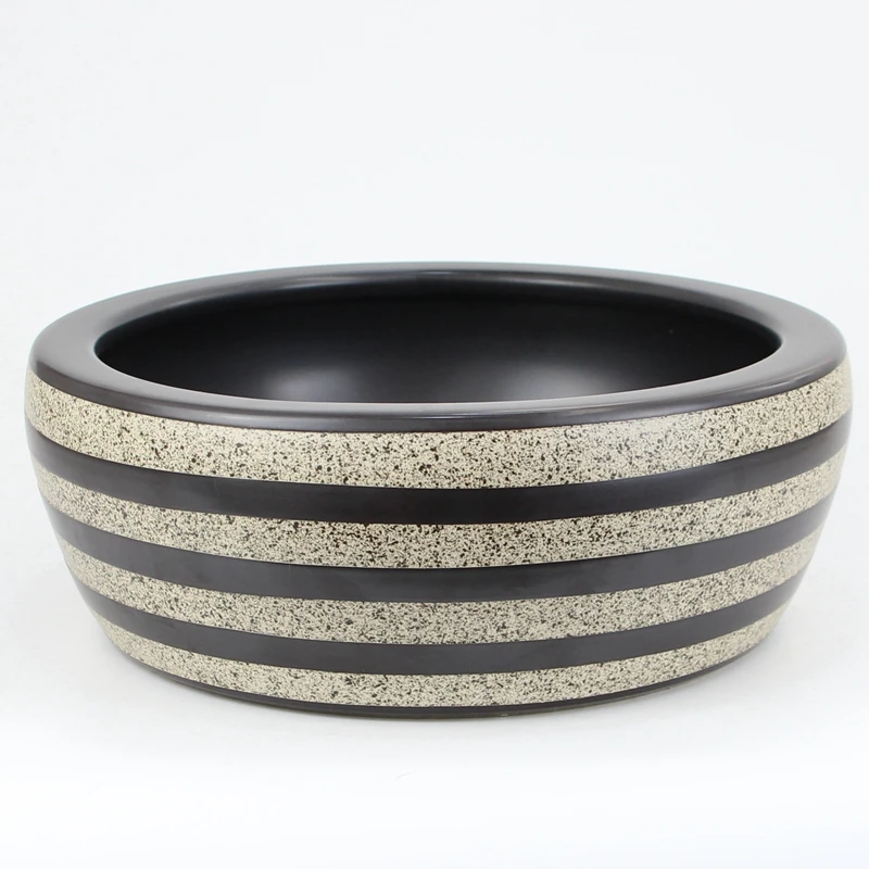 الحمام جولة خط أسود الخزف السيراميك سفينة بالوعة الغرور الفن حوض