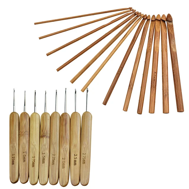 20pcs/set Bamboo Crochet Hooks Needles Knit Weave Craft Yarn Sewing