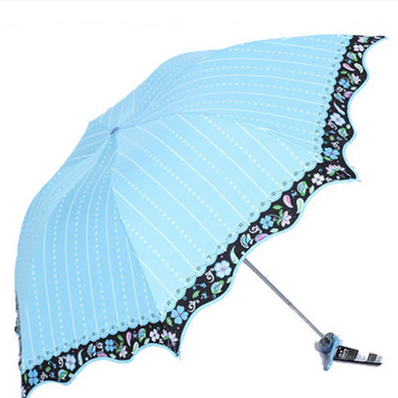 Beach Mini Folding Umbrella Protection Blue Polyester Nylon Guarda
