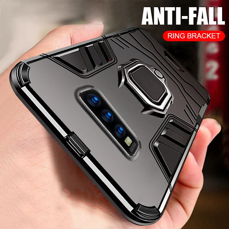 

Luxury Soft Silicone Ring Phone Case On The For Samsung Galaxy S10E S8 S9 S10 Plus Shockproof Case For A7 2018 Metal Ring Case