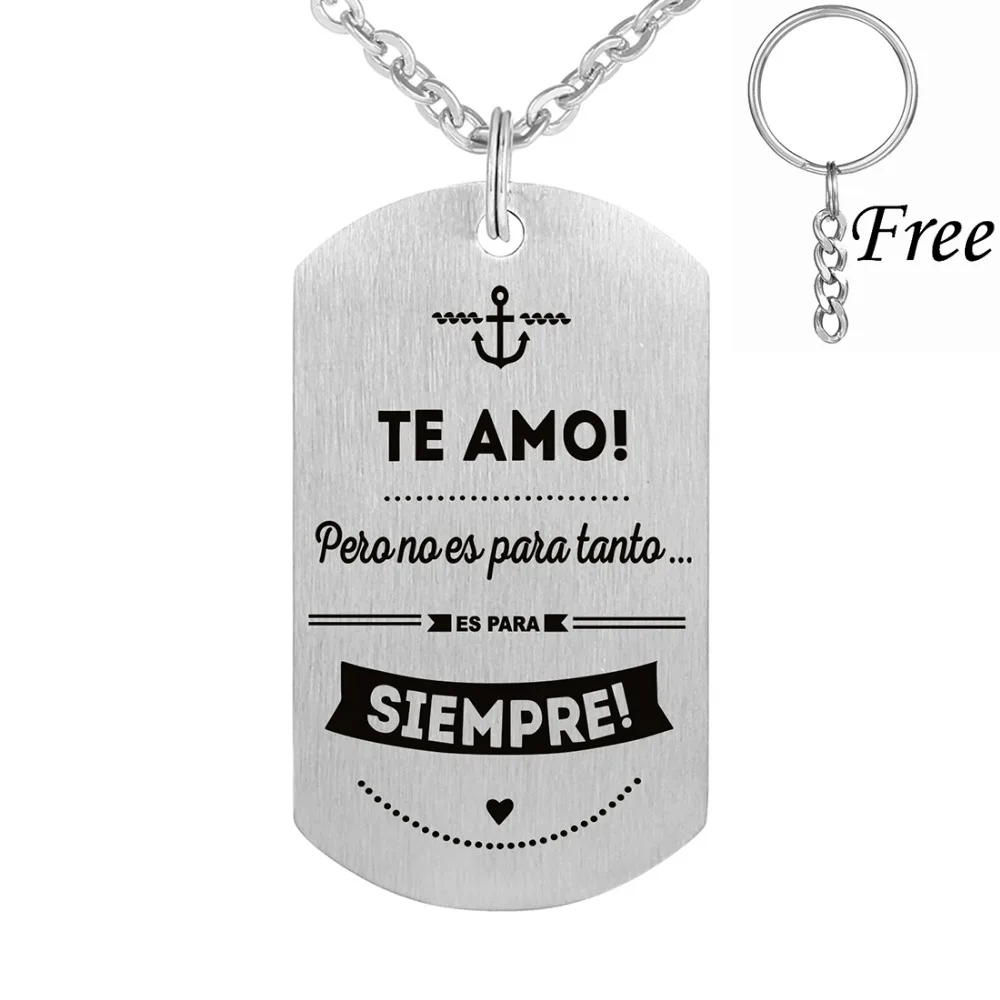 Подарок из нержавеющей стали ювелирное изделие Te Amo Es Para Siempre ожерелье с