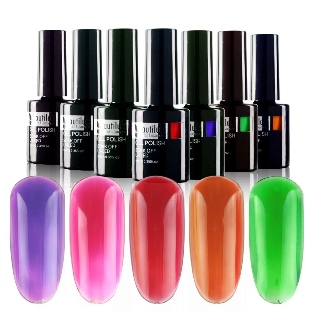 Beautilux 1pc Soak Off Stained Glass Glaze Gel Nail Polish No Wipe Top Coat Finish Soak
