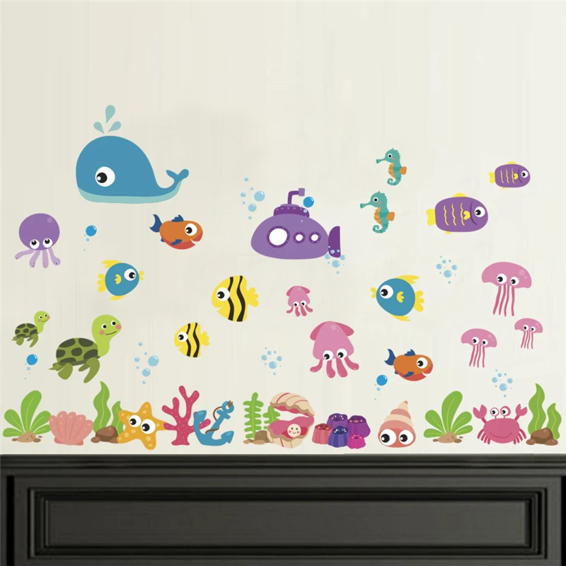 cartoon animals wall stickers bedroom kids rooms home decor underwater world fish bubble wall decals diy poster pvc mural art cartoon animals wall stickers bedroom kids rooms home decor underwater world fish bubble wall decals diy poster pvc mural art