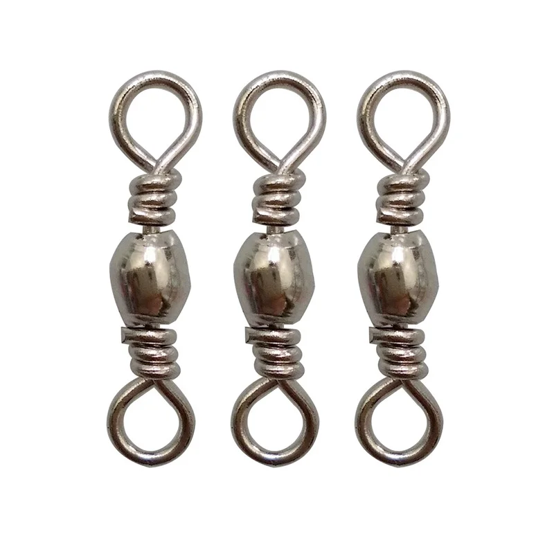 100pcs Barrel Fishing Swivel With Solid Ring Silver Barrel Swivels