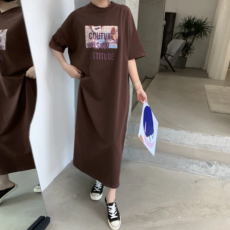 New 2020 Fashion streetwear letter words print maxi long dress boho beach sundress vestidos zomerjurk dames