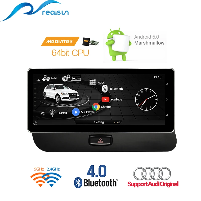 Cheap Realsun 10.25 Inch Audi A4 B8 A5 S4 S5 Q5 Concert MMI 3G RAM 32G ROM Octa Core Android 7.0 System 4G Network Car GPS Navigation 1