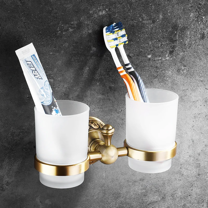 

European Space Aluminum Gargle Cup Antique Carved Toothbrush Holder Cup Holder Tooth Holder Frame Bathroom Accessories Pl10